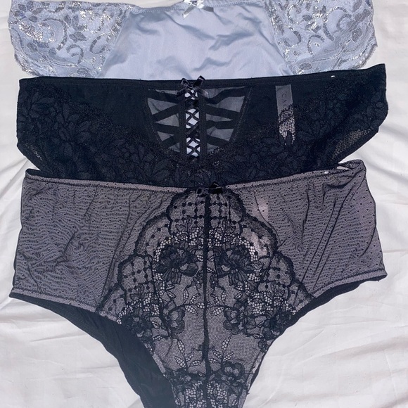 Cacique Lace Panties Set - Black and Gray - Picture 1 of 13